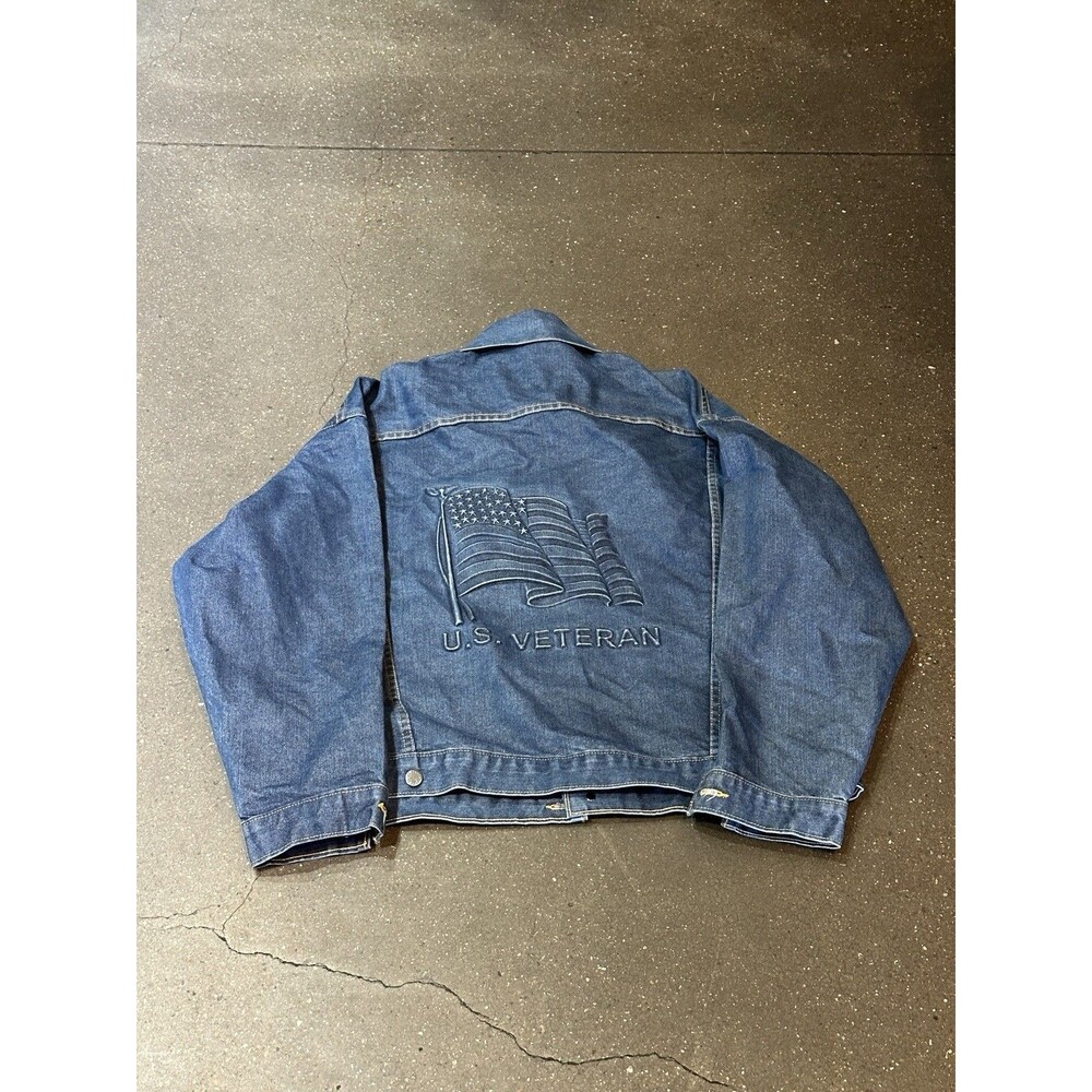 Vintage US Veteran Denim Jean Jacket MADE IN USA Size Large